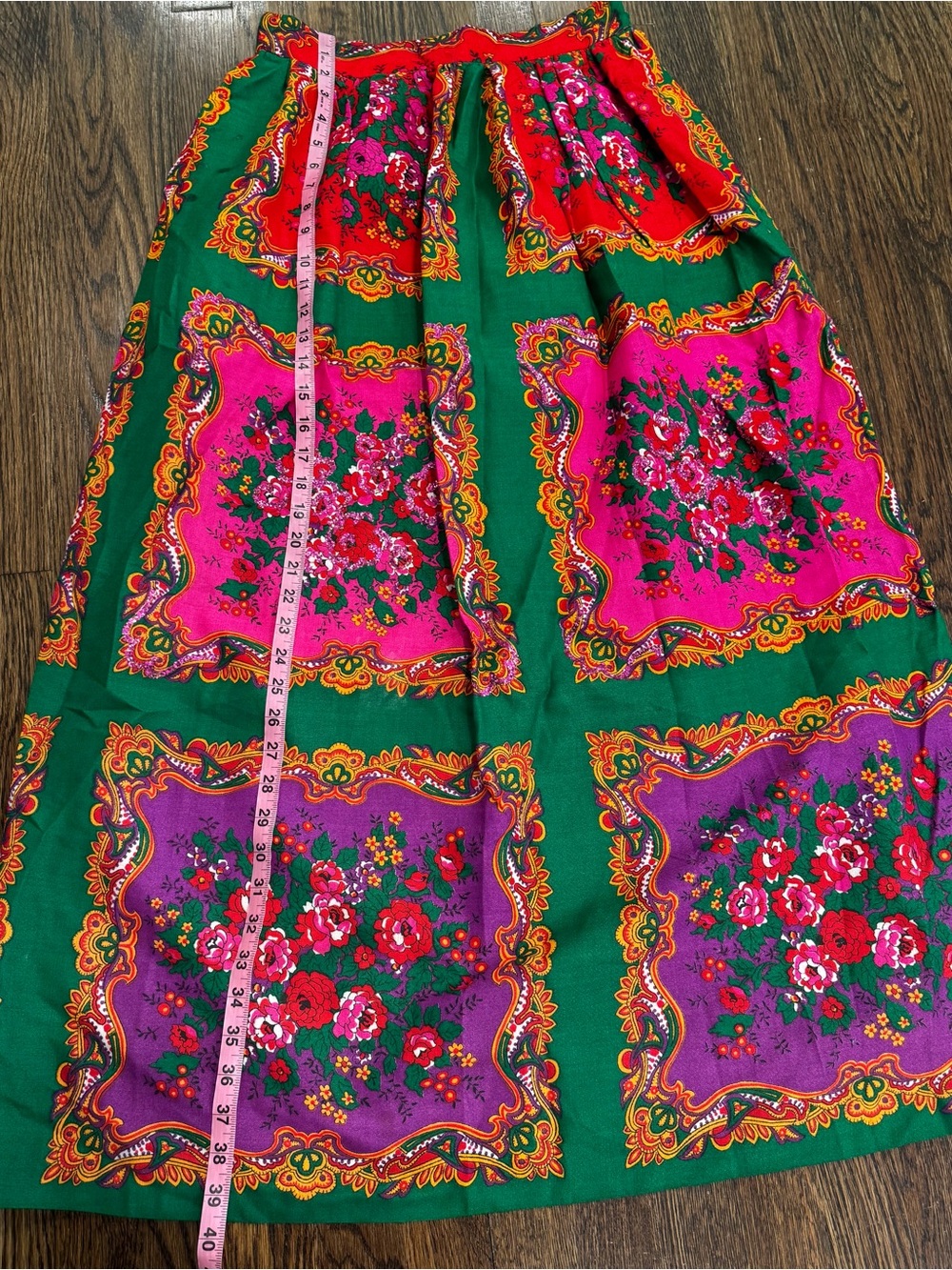 VTG Lord & Taylor Floral Pleated Maxi Skirt Women's Sz S/M Flaws - Picture 4 of 8